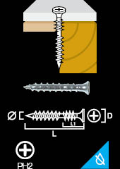 Hard plasterboard screw wood/partical board