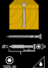 Wood screw stainless hardened